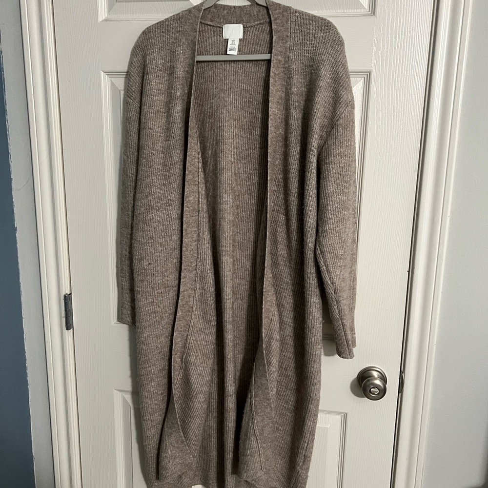 Cozy Taupe Open-Front Sweater